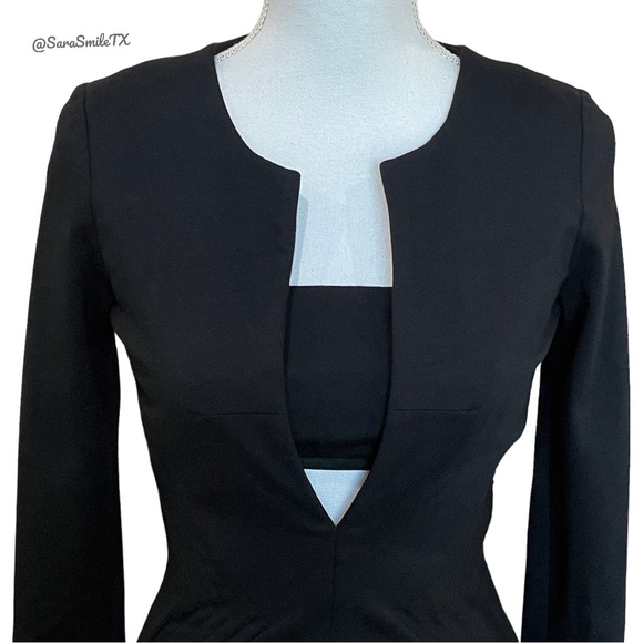 ELIZABETH & JAMES Black Low V-Neck Long Sleeve Fitted Party Dress NWOT - Picture 11 of 14